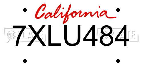 7XLU484 California License Plate