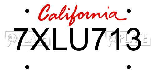 7XLU713 California License Plate