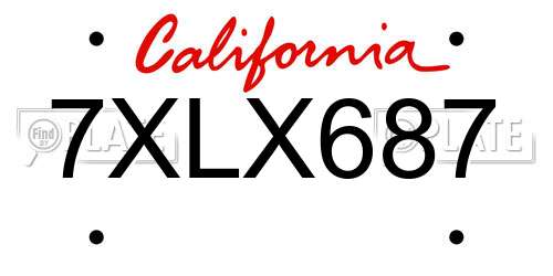 7XLX687 California License Plate