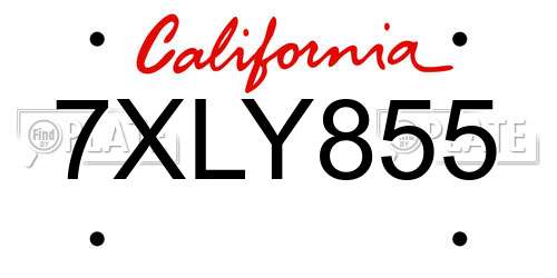 7XLY855 California License Plate