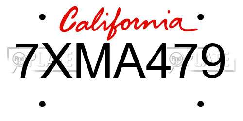 7XMA479 California License Plate