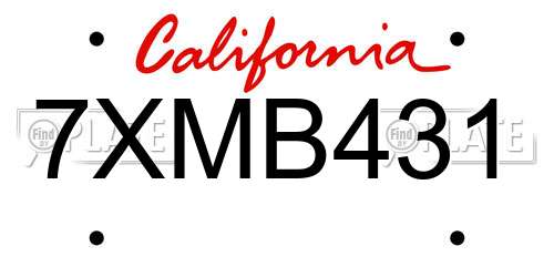 7XMB431 California License Plate