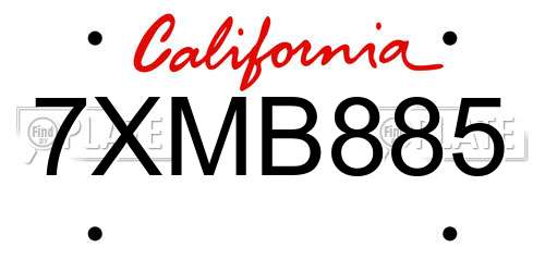 7XMB885 California License Plate