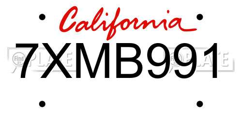7XMB991 California License Plate
