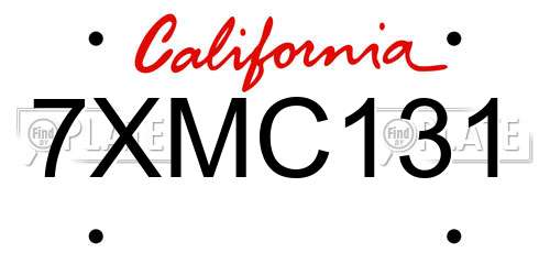 7XMC131 California License Plate