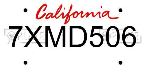 7XMD506 California License Plate