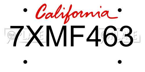 7XMF463 California License Plate