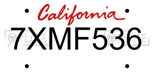 7XMF536 California License Plate