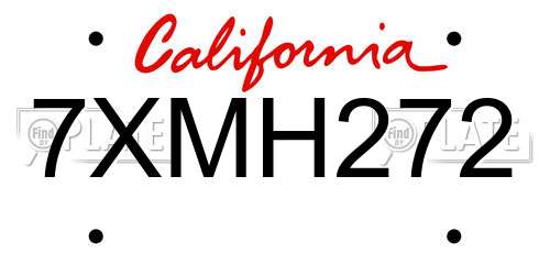 7XMH272 California License Plate