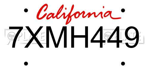 7XMH449 California License Plate