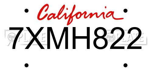 7XMH822 California License Plate
