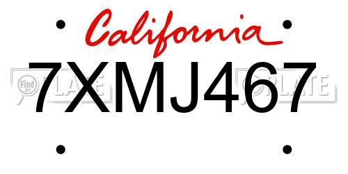 7XMJ467 California License Plate