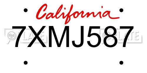 7XMJ587 California License Plate