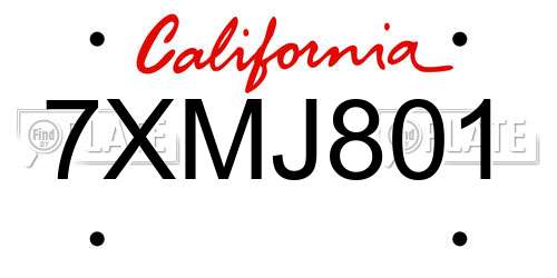 7XMJ801 California License Plate