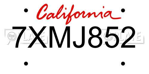 7XMJ852 California License Plate