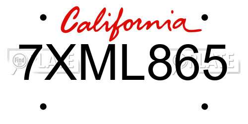 7XML865 California License Plate