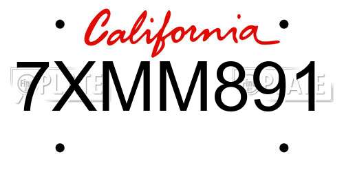 7XMM891 California License Plate