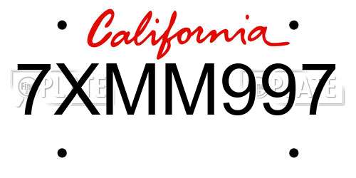 7XMM997 California License Plate