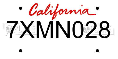7XMN028 California License Plate