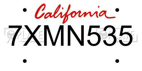 7XMN535 California License Plate