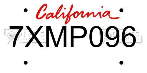 7XMP096 California License Plate