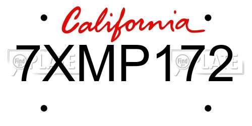 7XMP172 California License Plate