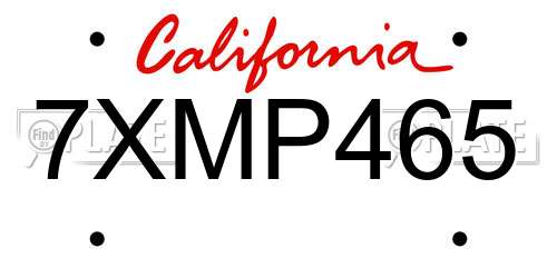 7XMP465 California License Plate