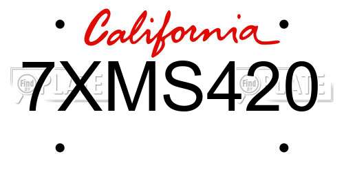 7XMS420 California License Plate