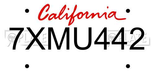7XMU442 California License Plate