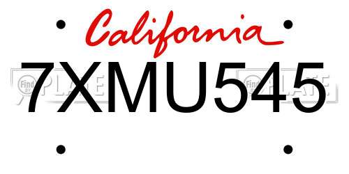 7XMU545 California License Plate