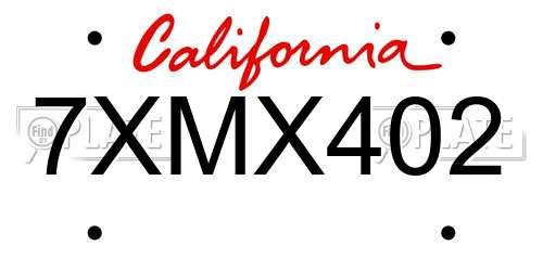 7XMX402 California License Plate