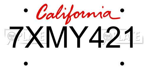 7XMY421 California License Plate