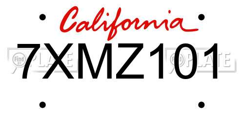 7XMZ101 California License Plate