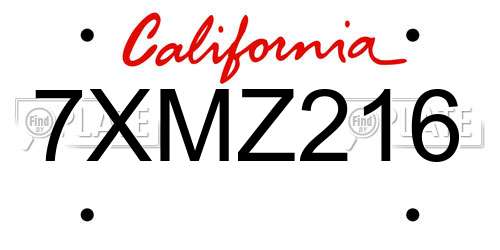 7XMZ216 California License Plate