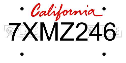 7XMZ246 California License Plate