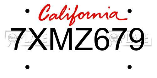 7XMZ679 California License Plate