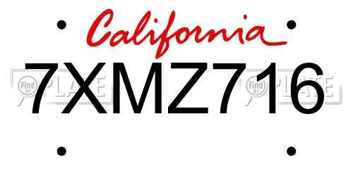 7XMZ716 California License Plate
