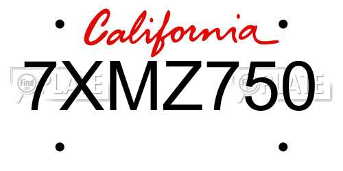 7XMZ750 California License Plate