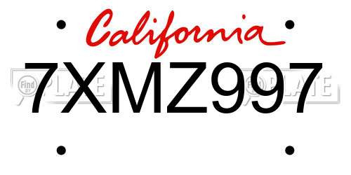 7XMZ997 California License Plate