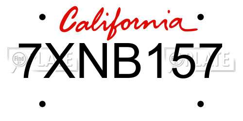 7XNB157 California License Plate