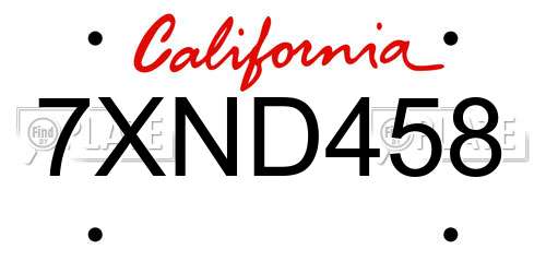 7XND458 California License Plate