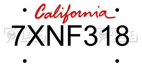 7XNF318 California License Plate