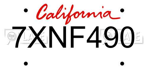 7XNF490 California License Plate