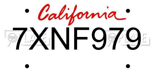 7XNF979 California License Plate