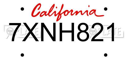 7XNH821 California License Plate