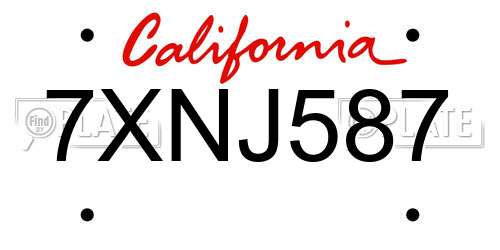 7XNJ587 California License Plate