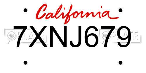 7XNJ679 California License Plate