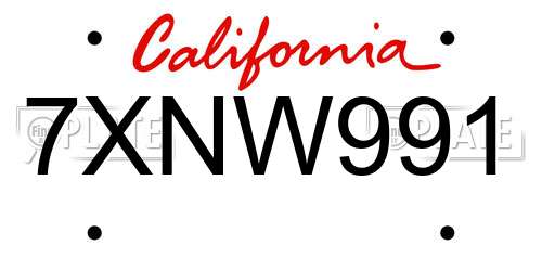 7XNW991 California License Plate