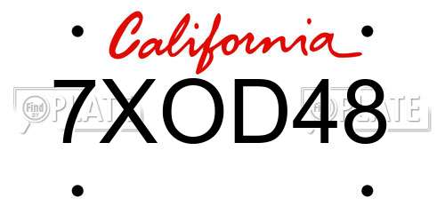 7XOD48 California License Plate