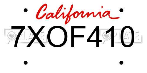 7XOF410 California License Plate